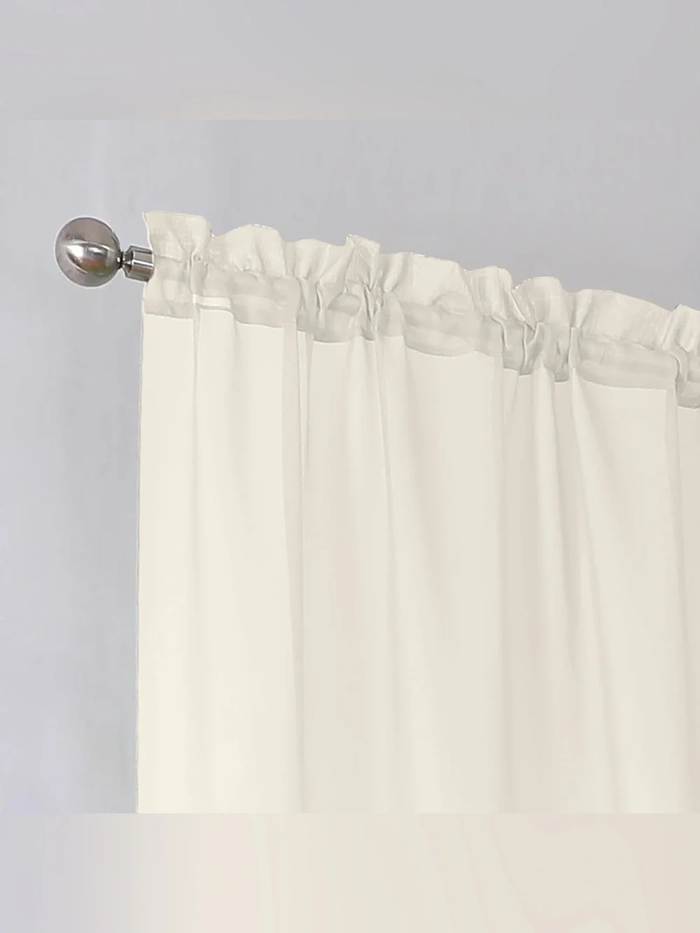 Cream Sheer Curtains 63 Inch Length 2 Panels, Rod Pocket, 42